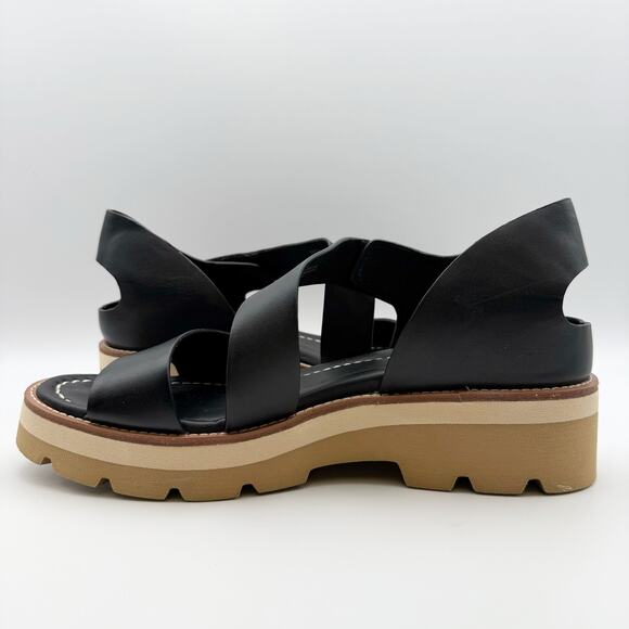 Sofft Womens Pru Platform Sandal US 10 EU 42 Black Asymmetric Leather NIB - Picture 6 of 11